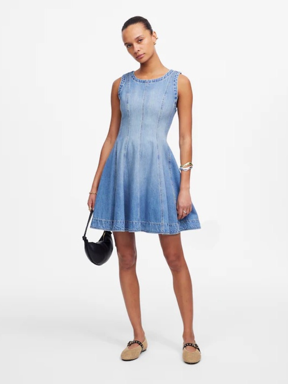 NWT Madewell Circle Mini Dress Airy Denim Edition Women’s Size XL Blue